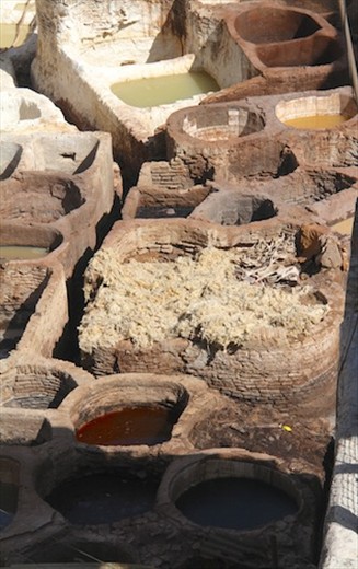 Die vats, Chouara Tannery, Fez medina
