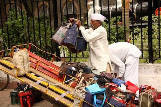 Dabbawallas delivering lunch, Mumbai