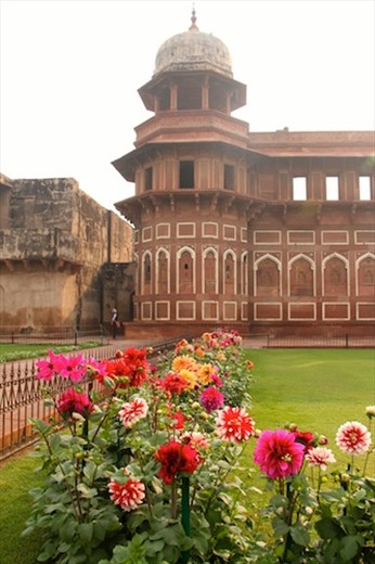 Agra Fort and flowers