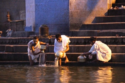 Ganges ghat by night