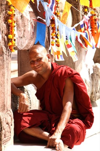 I think he's found it (or maybe it's just gas!) Mahabodhi Temple, Bodhgaya