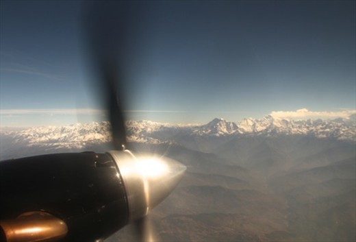 Window seat with obstructed view, Himalayas