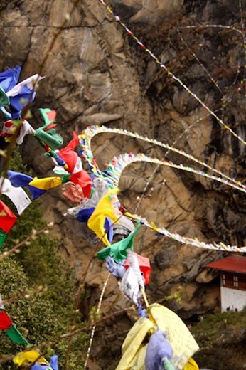Prayer flags in the wind, Tiger's Nest