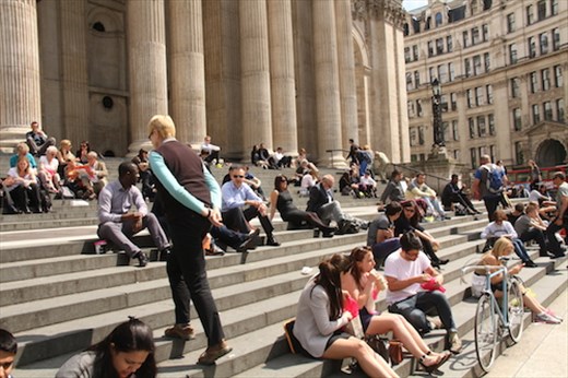 Enjoying the sunshine, St Paul's Cathedral