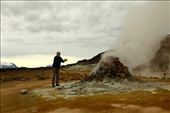 Connie warming her hands, Namafjall Geothermal Area: by vagabondstoo, Views[1285]