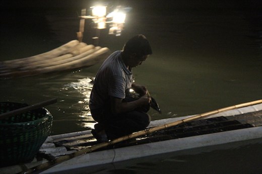Collecting the fish, Guilin