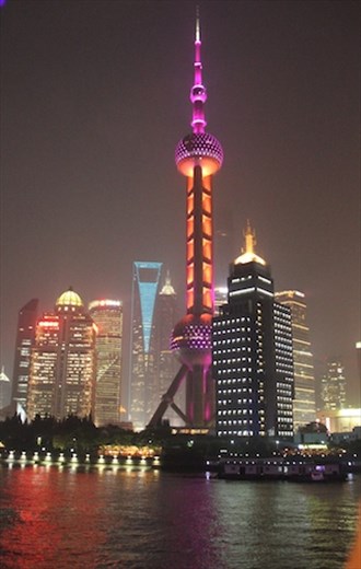 Pudong area at night, Shanghai River cruise