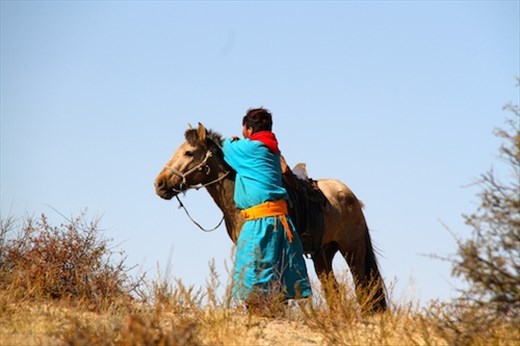 Horsemen are essential for driving the sheep, Ikh Nart Nature Reserve