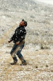 Mugee catching snowflakes on his tongue, Ikh Nart Nature Reserve: by vagabondstoo, Views[282]