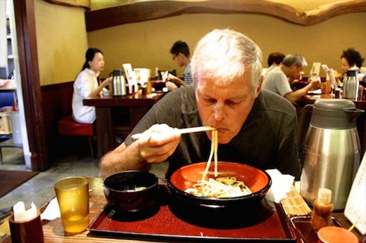 Slurping udon noodles, Kyoto