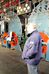 Joop, our guide, and boilers, DF Wouda Steam Pumping Station, Lemmer: by vagabondstoo, Views[492]