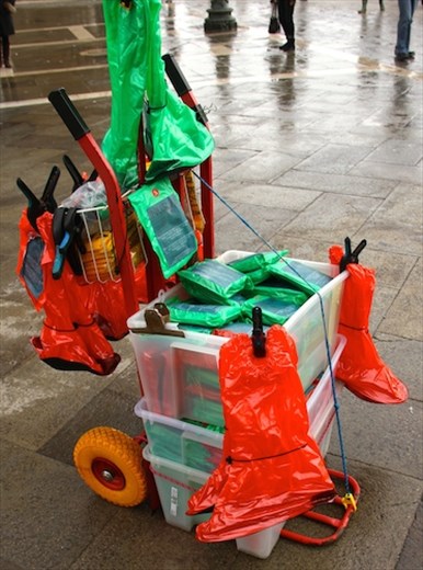 Colorful booties for tourists
