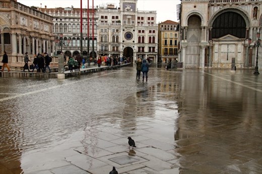 Sea level rising as Venice sinks = high water in winter