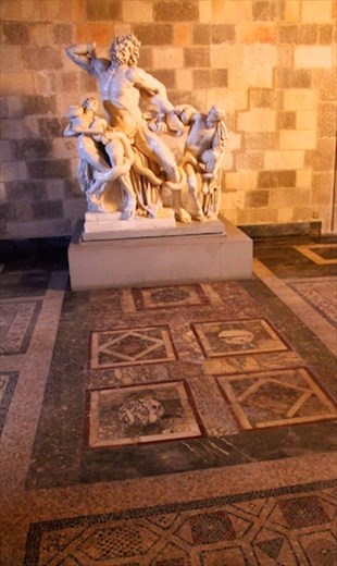 Statue and mosaic, Palace of the Grand Masters, Rhodes