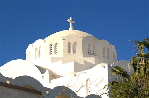 White church and blue sky, Santorini