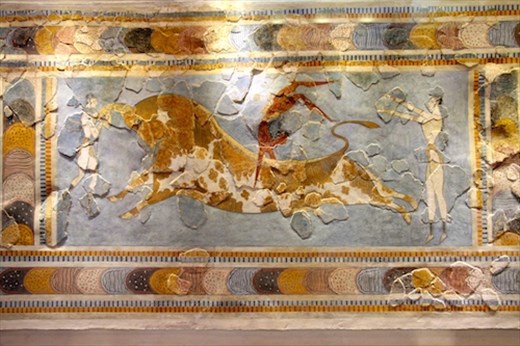 Bull-jumper mosaic from Knossos, Archeological Museum, Heraklion
