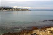 Snow-capped mountains and harbor, Rethymno: by vagabondstoo, Views[520]