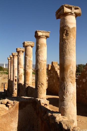 Roman columns and lighthouse, Pafos Archeological site