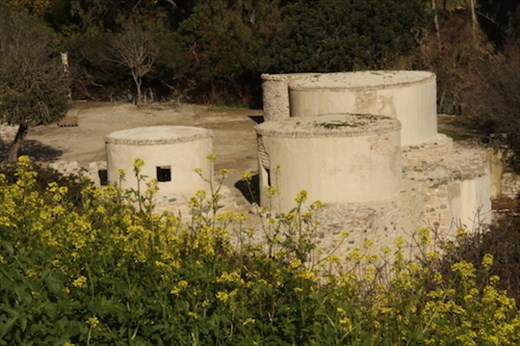 Recreated stone dwellings, Neolithic village of Choirokoitia