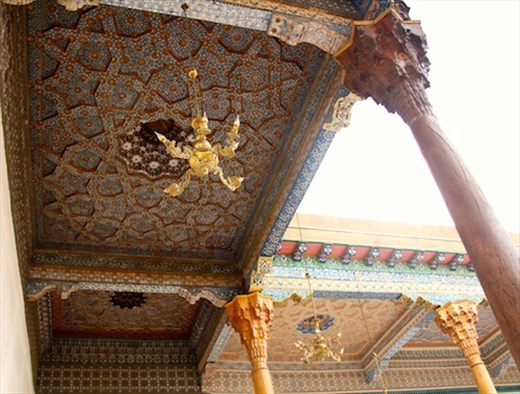 Ornate ceilings of Bakhoutdin Naqshbandi Mausoleum, outside Bukhara