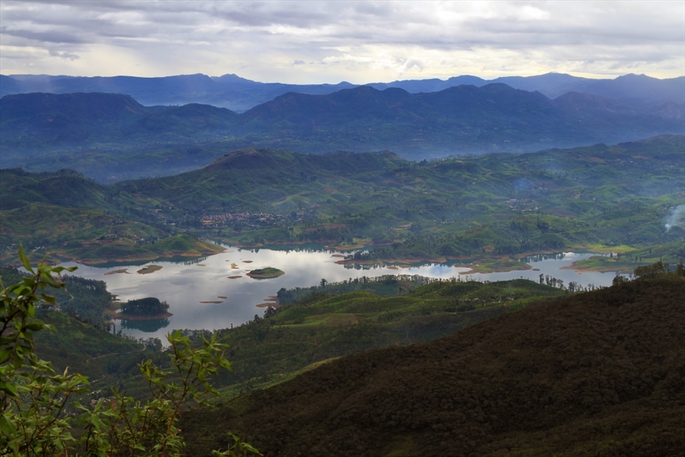 View of the Castelreagh reservoir from top of Sri Pada / Adam's Peak Mountain