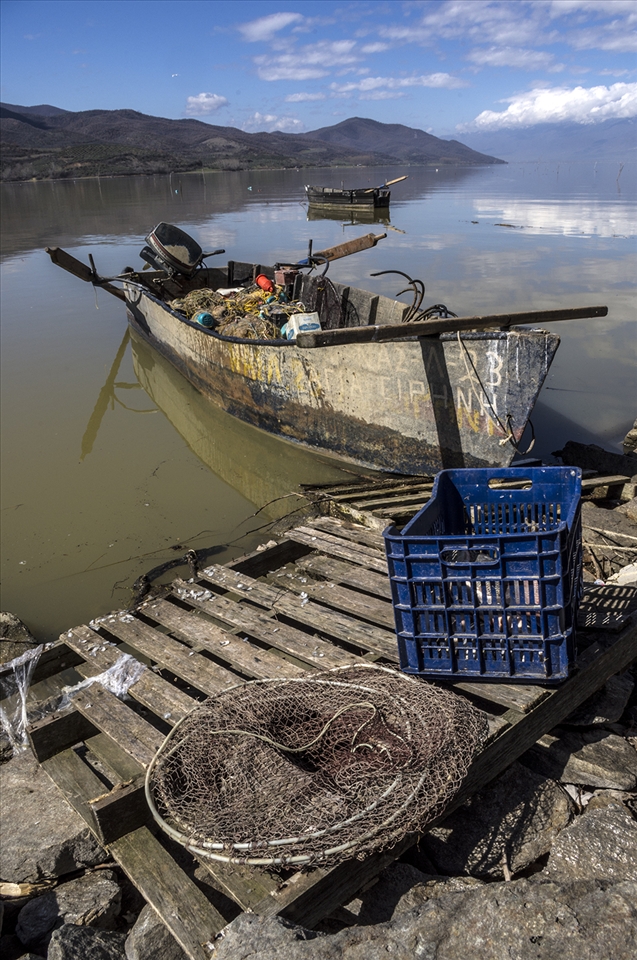 Fisherman's boat on the southeast coast of lake Kerkini
