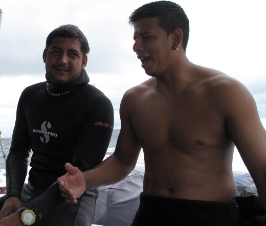 Diving instructors in the Galapagos