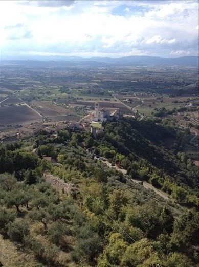 View of Basilica di San Francesco & surrounding Umbria from Rocca Maggiore.