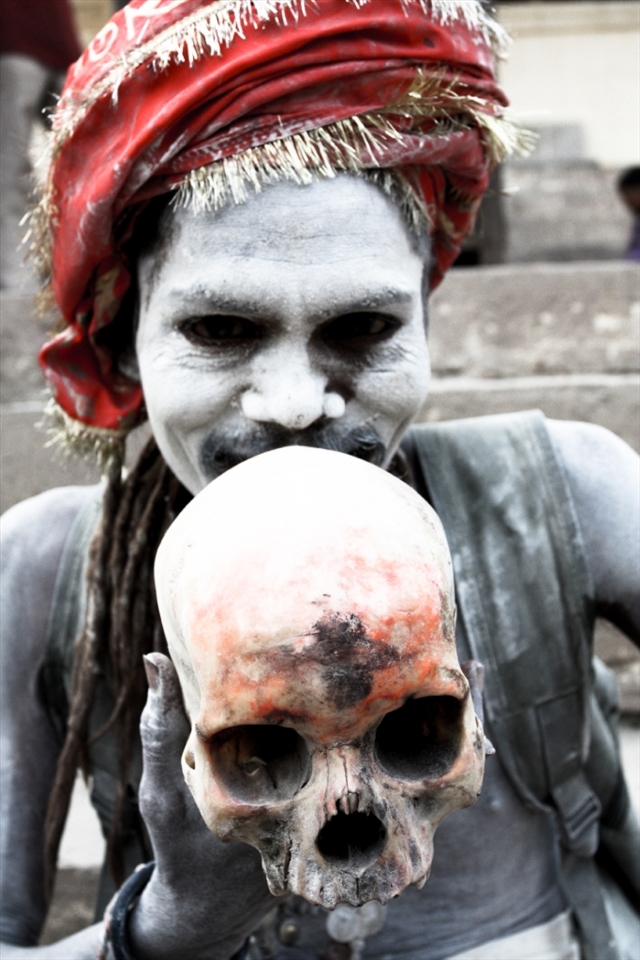 Becoming an individual- Aghori Baba, the name used to describe the holy man which eats the remaining flesh and bones after the cremation ceremonies on the Ganges, he waited near my hotel each day to say a few prayers to me and put ash on my forehead.