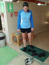 Slippers provided at bathroom at gas station, with sign, please change your shoes. Very nice!: by veganliesa, Views[533]