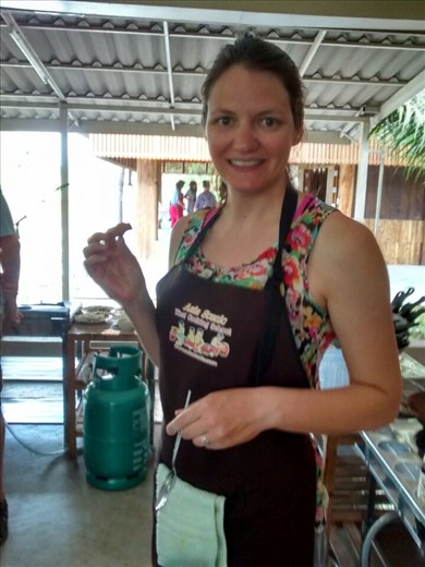 Taste testing Joe's fried bananas - yum!