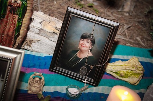 Nonni's photo (and her glass salt cellar) on an altar at my wedding last fall.