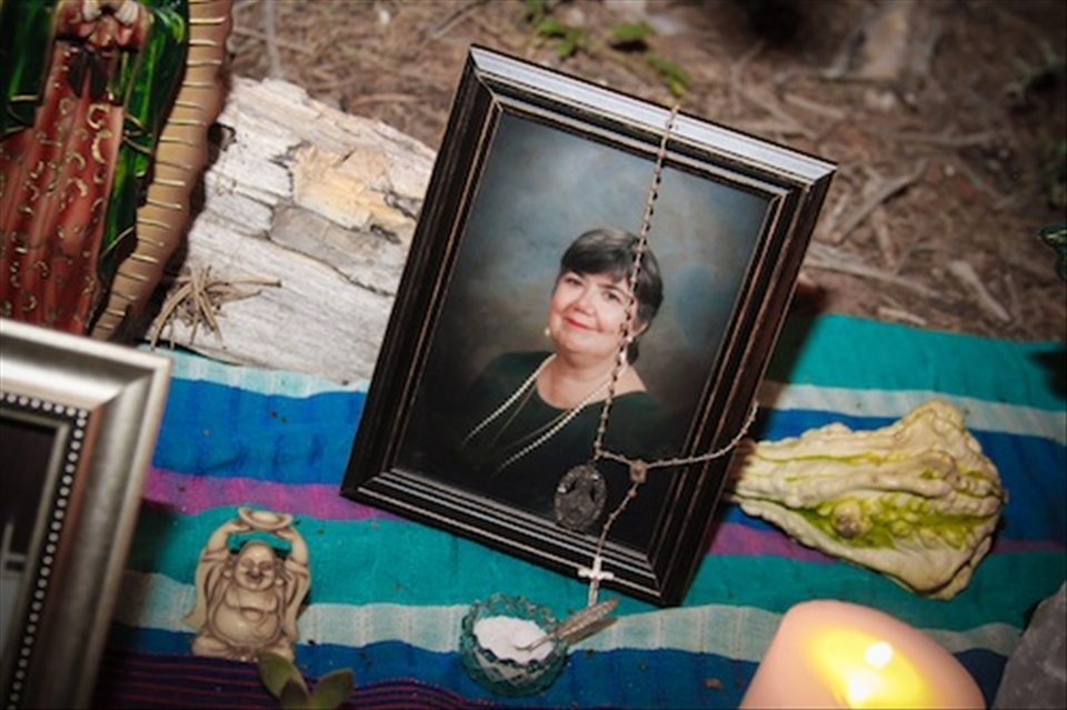 Nonni's photo (and her glass salt cellar) on an altar at my wedding last fall.