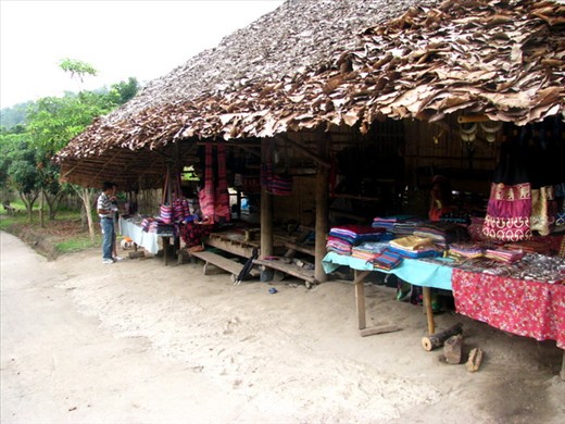 Once we got into the village, the dazzling and coloured fabrics poked out on the wooden tables. But the real heroines of the story  were right there selling and looking with curious eyes  the people  coming just to see them. 