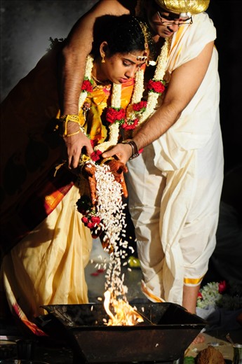 In Hindu weddings, fire is the main witness to the vows taken - Hence no ceremony is complete without a homkund (Fire-pit). Several Hindu sub castes - offer 