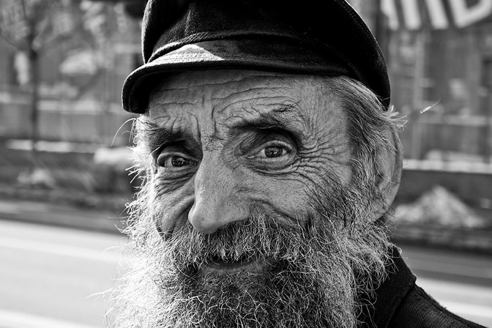 Portrait of railway worker from the streets of Belgrade, Serbia.
