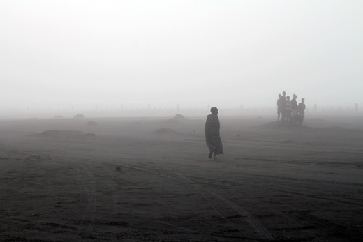 atmosphere in the morning under a foot of Bromo, in thick fog blanket