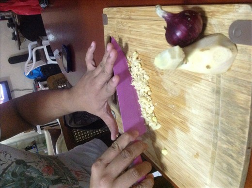 the most tedious of all... manually mincing ginger