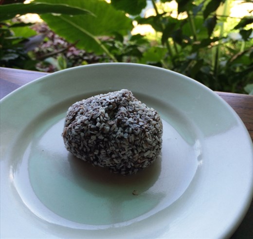 Mondey Balls - black bean paste with cacao powder rolled in coconut