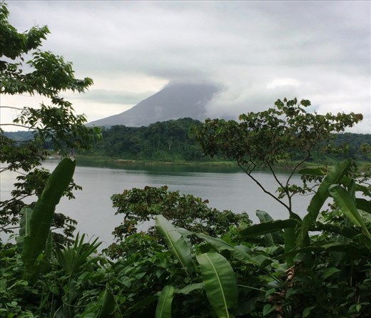 Volcan Arenal partially in cloud cover, very typical