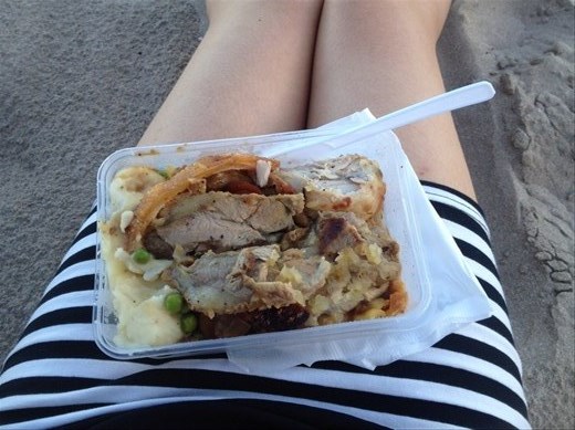 Roast dinner on the beach 