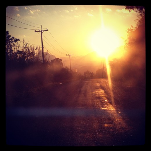 Sunset on the journey from Vientiane to Luang Prabang