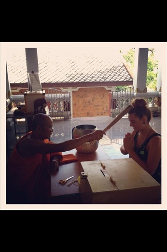 Being blessed by a Monk, Koh Samui