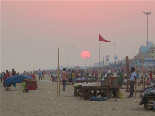 No Place to Hide: Sunset on the Stalls and Sea of Humanity, in Puri Sea Beach, O