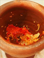 Chilies, garlics and red onions grinded in the mortar.: by wanweena_t, Views[262]