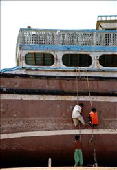 3 playful boys climbing up the lighter(ship): by warmlives, Views[222]