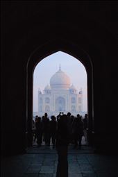 The first glimpse of the Taj Mahal through an appropriately shaped doorway.: by webryan, Views[198]