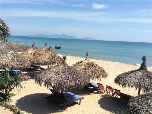 Local fishing boat net trolling past where we swim. 