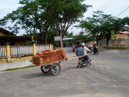 Bricks being delivered to building site. 