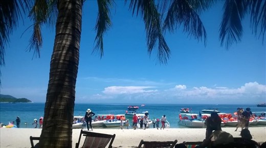 Blue skies and water. 